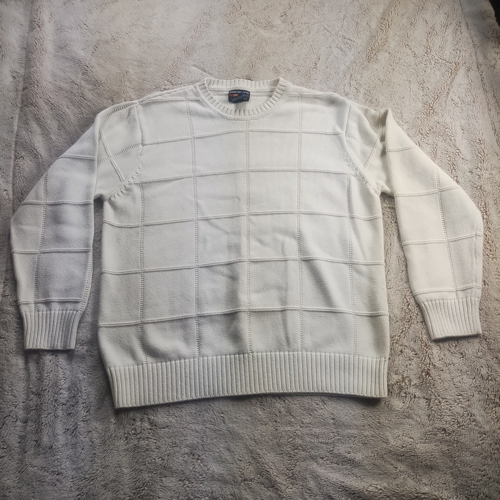 Vintage Colours by Alexander Julian Crew Neck Sweater Men Large Cream Cotton 90s